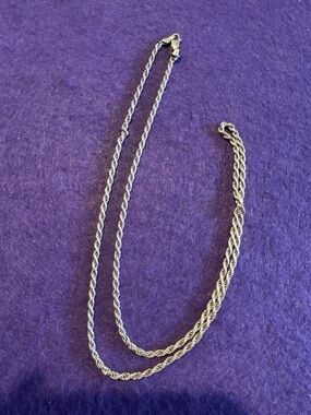 Sterling Silver Rope Chain Necklace 22” 925 Italy? 10.25g Classic Twist Chain